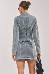 BURNING BLUE BLAZER DENIM MINI DRESS