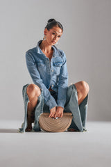 CRAZY ENOUGH LACE UP FLARE DENIM