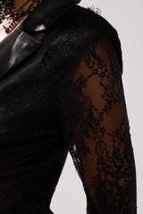 AU CONTRAIRE LACE SATIN BLAZER
