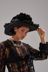 DARK ROSE FLORAL COWBOY HAT
