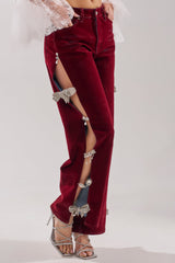 COVERED IN DIAMONDS RELAXED VELVET DENIM