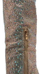 AZALEA WANG BIBBLE GOLD RHINESTONE STILETTO OVER THE KNEE BOOT