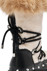 AZALEA WANG BLEJAN BLACK FUR AND SHERPA BOOTIE