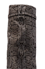 AZALEA WANG CAPRICORN RHINESTONE SNAKE PATTERN WEDGE FOLD OVER BOOT