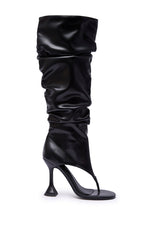 AZALEA WANG CECILL BLACK RUCHED UPPER GLADIATOR SANDAL