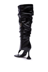 AZALEA WANG CECILL BLACK RUCHED UPPER GLADIATOR SANDAL