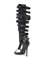 AZALEA WANG CHERLLI BLACK CROC OVER THE KNEE SANDAL