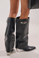 AZALEA WANG CHRONO BLACK METAL HEEL BOOT
