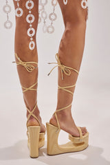 AZALEA WANG CIPRIANO BEIGE STRAP EMPTY WEDGE SANDAL