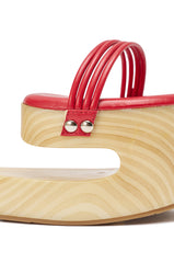 AZALEA WANG CIPRIANO RED STRAP EMPTY WEDGE SANDAL