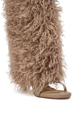 AZALEA WANG CLOUD NINE TAUPE FUR OPEN TOE BOOT