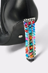 AZALEA WANG COSMIC BLING BLACK BOOT WITH EMBELLISHED HEEL
