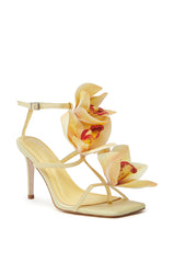 AZALEA WANG CREDENZA YELLOW FLORAL STILETTO SANDAL