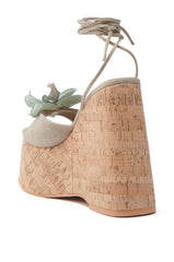 AZALEA WANG DALEYZA GREEN FLORAL WEDGE SANDAL