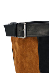 AZALEA WANG DALILA COLOR BLOCKED FLATFORM BOOT IN COGNAC
