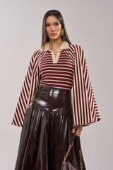 ALMA STRIPE COLLARED BODYSUIT