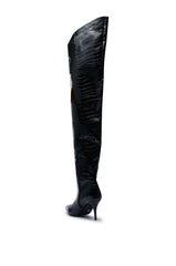 AZALEA WANG HALINA BLACK CROC STILETTO BOOT