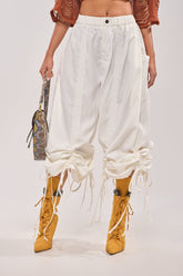 DRAMA RUCHED JOGGER IN WHITE