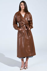 BUTTER LUXE FAUX LEATHER TRENCH IN BROWN