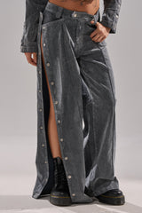 CATCHING EYES VELVET DENIM WIDE-LEG PANT