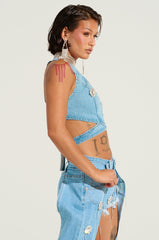 DIVALICIOUS DENIM BRA TOP