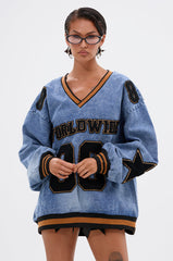 ALL AROUND THE WORLD DENIM SWEATSHIRT