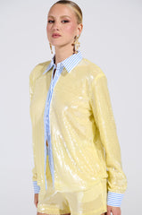 DOLLY SEQUIN BUTTON DOWN TOP