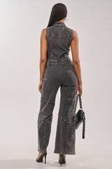 CAMILLA SLEEVELESS DENIM JUMPSUIT