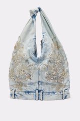BLESSING IN DENIM EMBELLISHED SHOULDER BAG