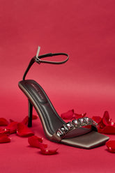 AZALEA WANG PERIIS GREY RHINESTONE SANDAL