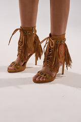 AZALEA WANG SALGADO FRINGE GLADIATOR STILETTO SANDAL