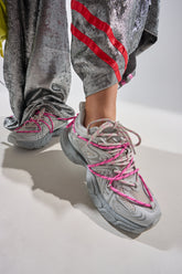AZALEA WANG SATINE GREY LACE UP SNEAKER