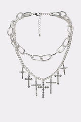 CROSS MY HEART SILVER NECKLACE