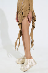 AZALEA WANG TEATREE GOLD WOVEN CLOG