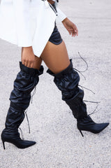 AZALEA WANG ULVI BLACK CINCHED STILETTO BOOT