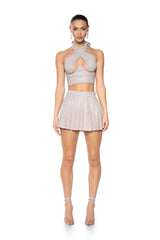 AURORA RHINESTONE SHINE PLEATED SKIRT