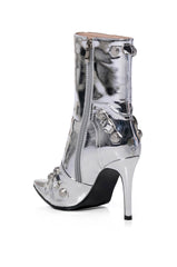 AZALEA WANG BROOKLYN METALLIC STILETTO BOOTIE IN SILVER