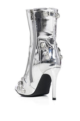 AZALEA WANG BROOKLYN METALLIC STILETTO BOOTIE IN SILVER