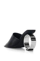 AZALEA WANG CORABEL BLACK CIRCULAR HEEL SANDAL