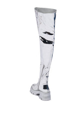 AZALEA WANG CORTLAND SILVER THIGH HIGH BOOT