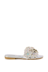 AZALEA WANG PAISLEE EMBELLISHED FLOWER SANDAL IN SILVER