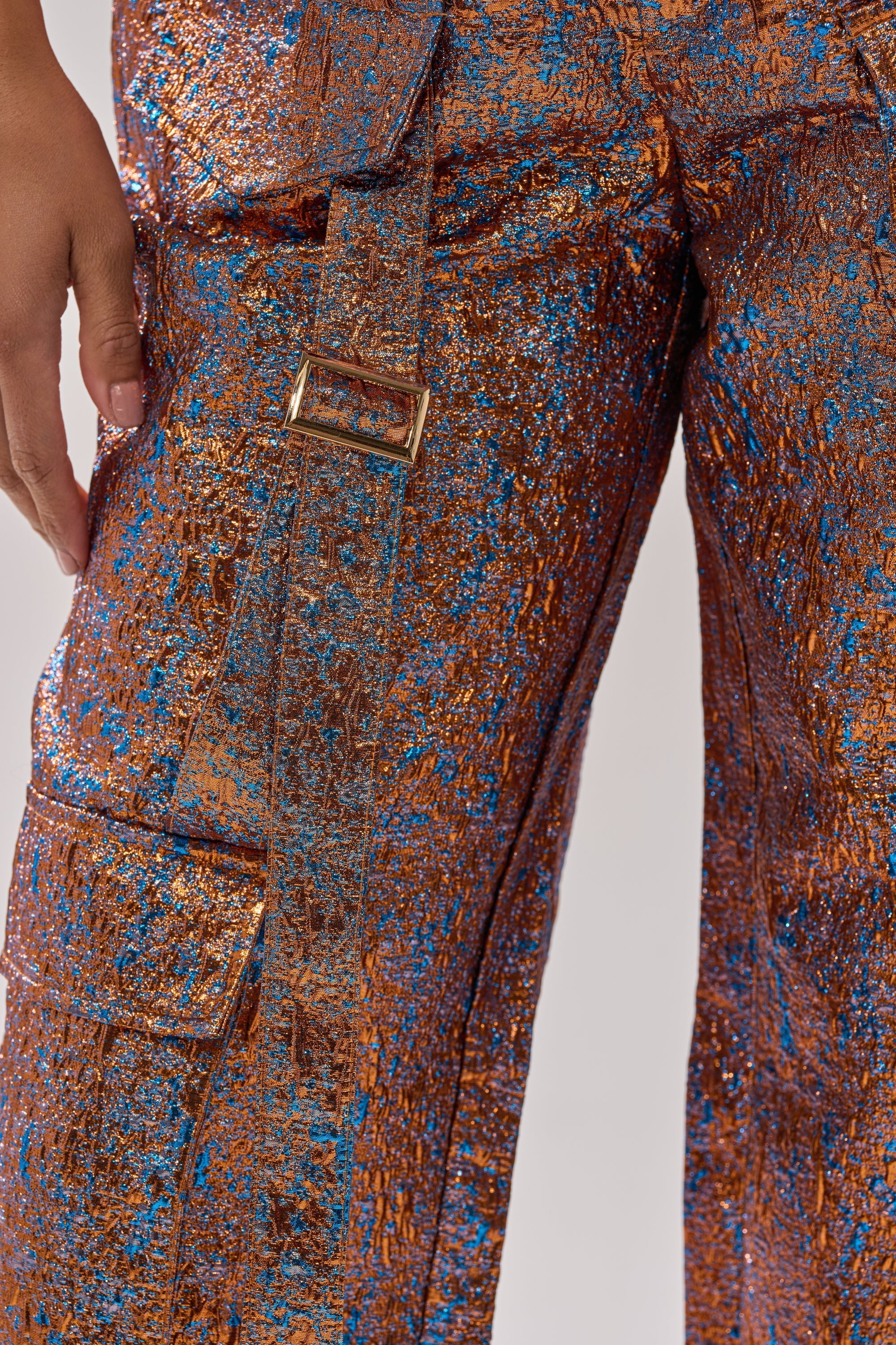 CHECK IT OUT BROCADE BRONZE TROUSER