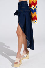 COME DANCE HIGH LOW DENIM SKIRT