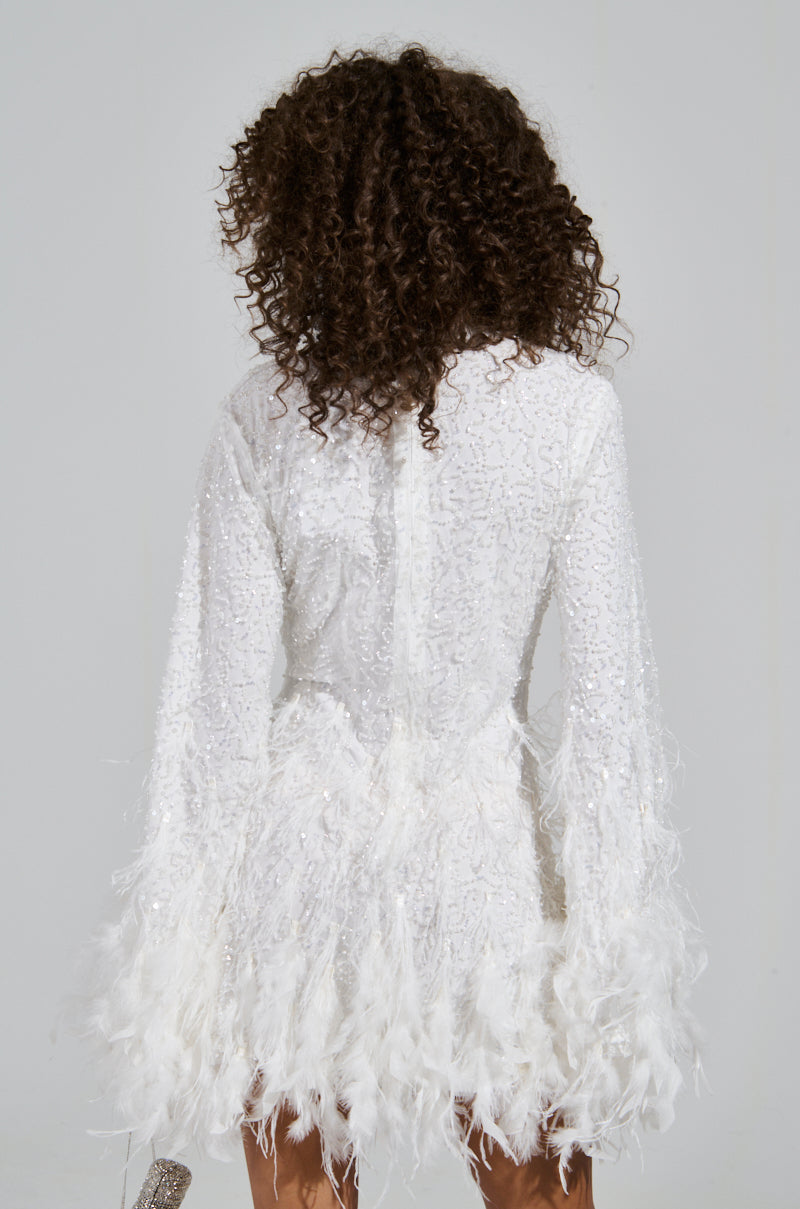 CHLOE FEATHER MINI DRESS