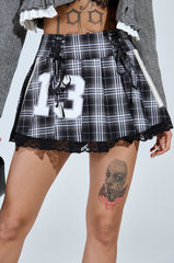 ALL FOR IT PLAID MINI SKIRT