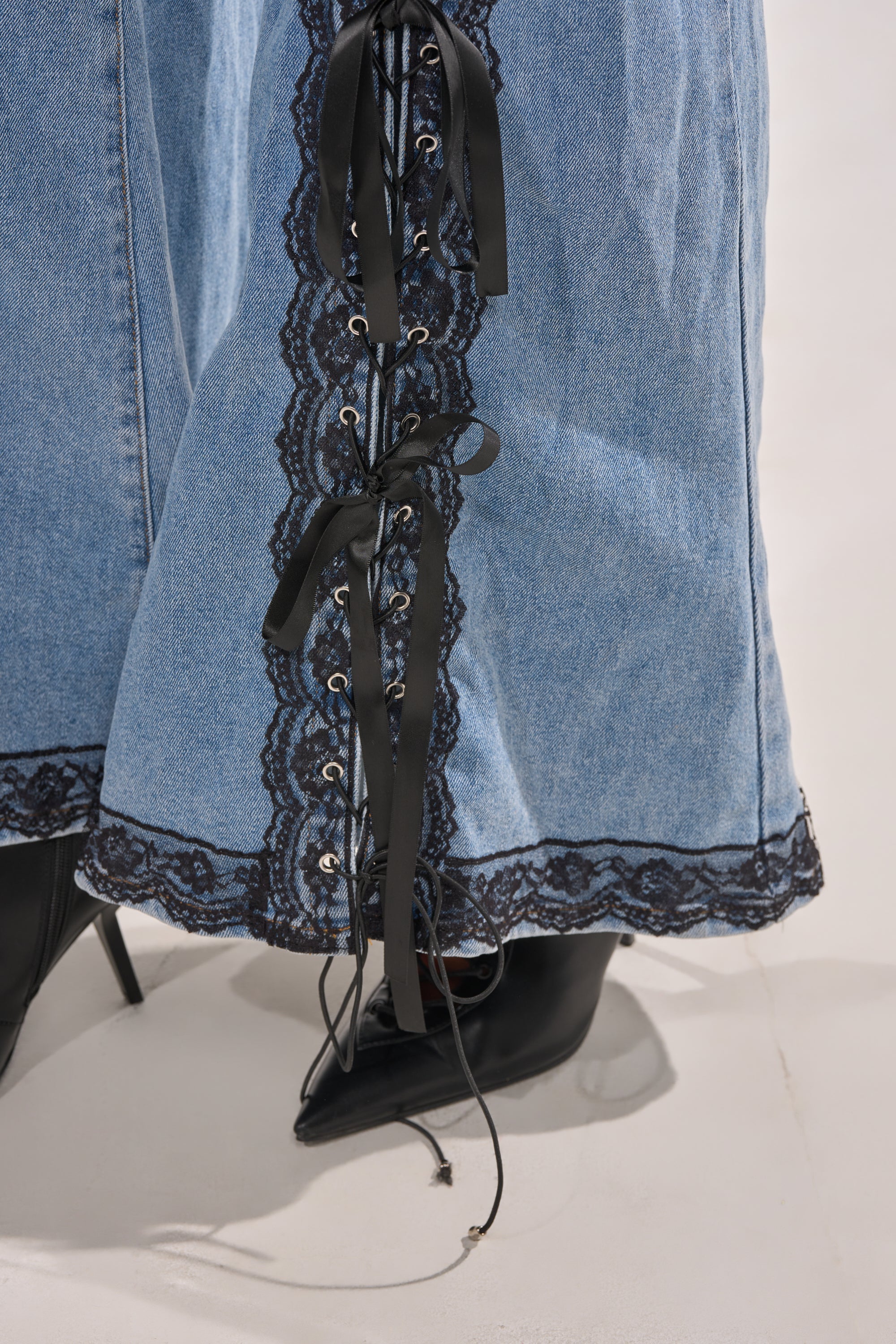 DIXIE LACE DENIM JUMPSUIT