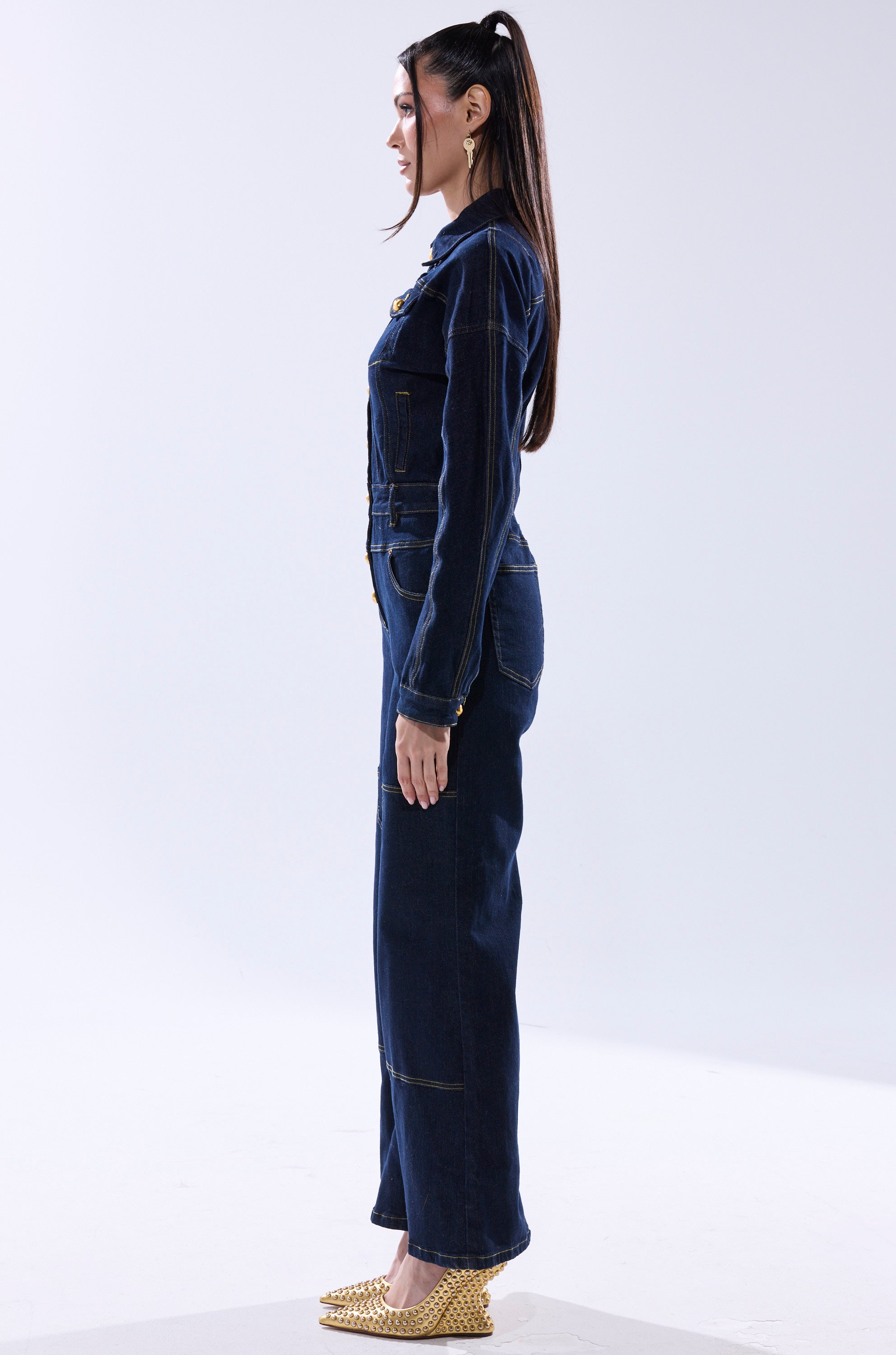 ANGELA CARGO DENIM JUMPSUIT