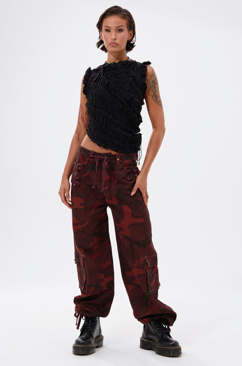 CANT SEE ME BURGUNDY CAMP CARGO JOGGER