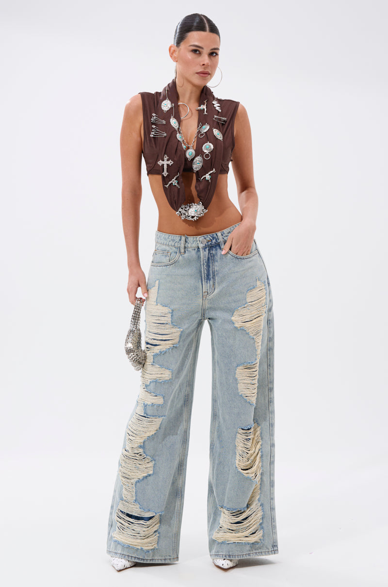 CHILL WITH ME DISTRESSED DENIM