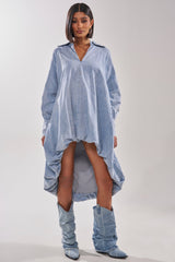 AMELIA DENIM HIGH-LOW DRESS